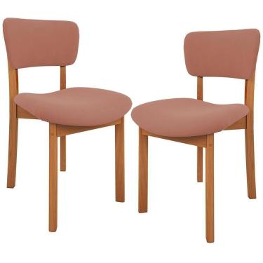 Imagem de Kit 02 Cadeiras Para Sala De Jantar Cozinha Living Estofada Dara L02 Suede Rosê - Lyam Decor