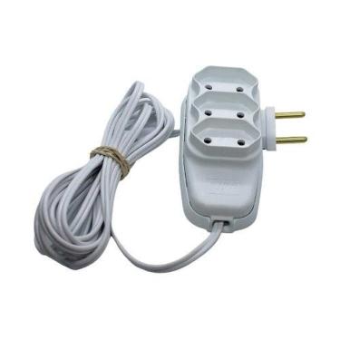 Imagem de Extensão Elétrica Tripla Extensão Tripla 2,5 METROS 2P 10A Branca Econômica para Uso Doméstico