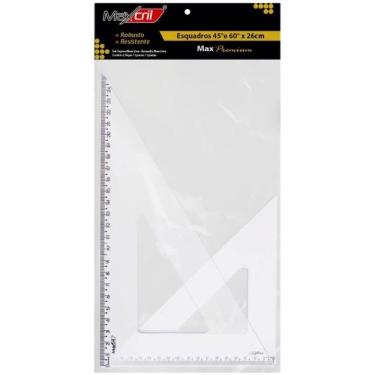 Imagem de Esquadros Maxcril Max Premium 45° e 60° Tamanho 26CM para Medições e Desenhos Precisos