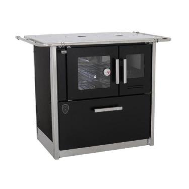 Imagem de Fogão a lenha eclipse esquerdo preto chapa aluminio n2 - FORNOS PINHAL