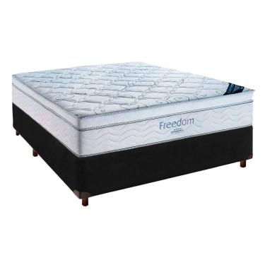 Imagem de Cama Box Preto e Colchão Casal Freedom Ortobom