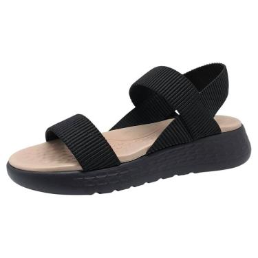 Imagem de Sandália Feminina Anabela Baixa Leve Confortável Comfortflex