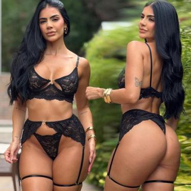 Imagem de Conjunto Sensual C Cinta Liga Maxiane Tamanho:MCor:Preto, M, Preto