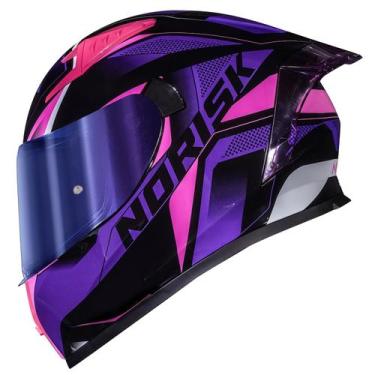 Imagem de Capacete Moto Feminino Norisk Flow Pulse Roxo Rosa +Viseira, Roxo Rosa