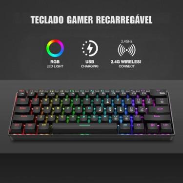 Imagem de Teclado Gamer T61 Switch Azul LED RGB - Rick Imports