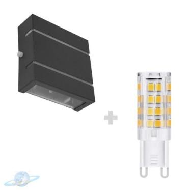 Imagem de Kit Arandela Preta Slim 2 Frisos 2 Fachos + Lâmpada G9 BQ 3000K - Unit