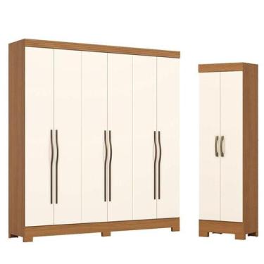 Imagem de Guarda Roupa Casal 6 Portas e 2 Gavetas Leonard com Armário Multiuso 2