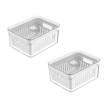 Imagem de Conjunto de 2 Organizadores de Geladeira com Cesto Clear Fresh 2,2L - 