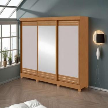 Imagem de Guarda-Roupas Casal Nice Amendôa Clean / Off White 3 Portas 1 Espelho 