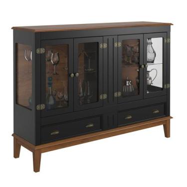 Imagem de Mini Cristaleira de Madeira Maciça 4 portas - Apaixone&Decore, Preto -