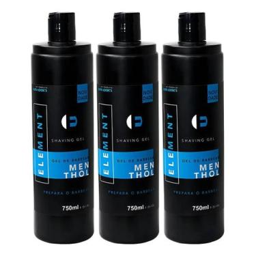 Imagem de Kit 3x Shaving Gel De Barbear Menthol Shave 750ml Element