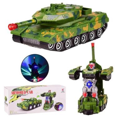 Imagem de Brinquedo Transformers Carro Vira Robo Com Som E Luz Tanque com pilhas