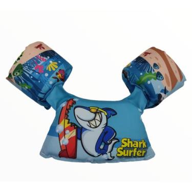 Imagem de Boia Infantil Colete Salva Vidas Personagens Nash, Azul turquesa tubar