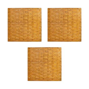Imagem de Kit 3 Esteiras Bambu Casca 1x1m Forro Natural Trama Tripla Pergolado Teto Parede Decorativa