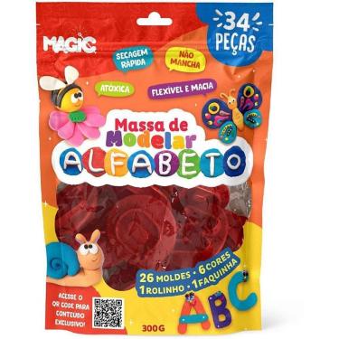 Imagem de Massa para Modelar Alfabeto 300g 34 Peças com Moldes de Letras 6 Cores Grupo Criativa