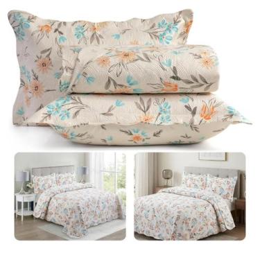 Imagem de Kit Colcha de Cama 3 Peças Teka Jogo Queen Estampado