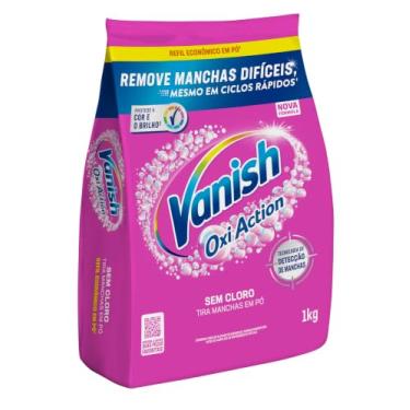 Imagem de Tira Manchas em Pó Vanish Oxi Action Pink Refil 1kg para Roupas Coloridas, Sem Cloro, com Percarbonato, Remove Manchas Difíceis, Preserva as Cores e Deixa as Roupas Como Novas