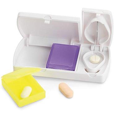 Imagem de Porta Comprimidos com 2 Divisórias e Cortador TopGet (Branco)