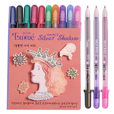 Imagem de Caneta Sakura Luxue Silver Shadow gel tinta 10 peças 1,0 mm, cores sortidas