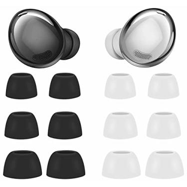Imagem de 6 pares de fones de ouvido de substituição Galaxy Buds Pro, P/M/G 3 tamanhos de borracha de silicone flexível, pontas de asa para encaixe na capa compatível com Samsung Galaxy Buds Pro - Phantom Silver Black