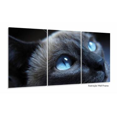 Imagem de Quadros Decorativos Gato Olho Azul 120x60 3 peças