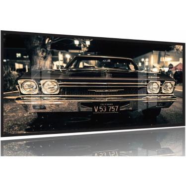 Imagem de Quadros Decorativos Carro Impala Retrô Quarto Sala 130x60 Moldura Preta 2x2