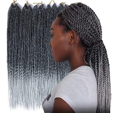 Imagem de Mayloss 6 Pacote/LOTE Senegalese Twist Crochet Tranças de Cabelo Pequeno Fácil Twist Crochet Trança Cabelo 2S Senegalese Twists 14 polegada 18inch 24inch 30 fios/pacote Penteados Para As Mulheres cor (14 polegad, T1B/Cinzento)
