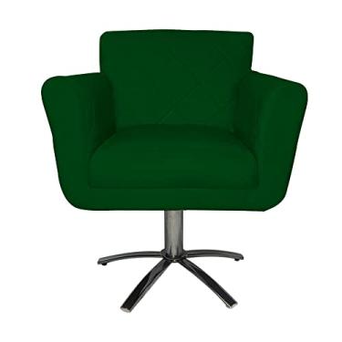 Imagem de Poltrona Decorativa Isabela em Tressê Pés Metal Giratório Suede Verde - DS Estofados