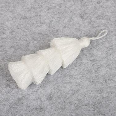 Imagem de 1 peça 4 camadas de poliéster algodão borla borla 8 cm borlas de seda para casa decoração de casamento DIY acessórios de cortinas de costura, branco