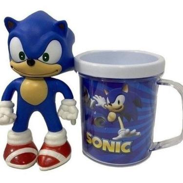 Imagem de Kit Sonic The Hedgehog Caneca + Boneco 16Cm
