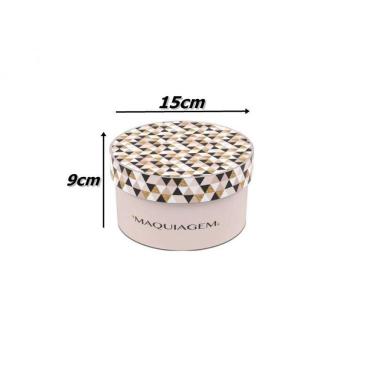 Imagem de Caixa Redonda Porta Maquiagem Bancada Útil Decorativo 15cm