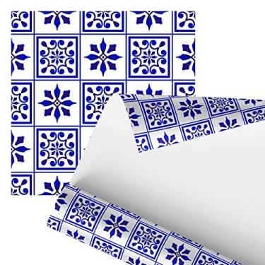 Imagem de Papel De Parede Adesivo Azulejo Arabesco Azul Retro 2,80m