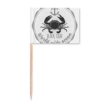 Imagem de Esboço de caranguejo, padrão de organismo marinho, bandeiras de palito, marcador para decoração de festa