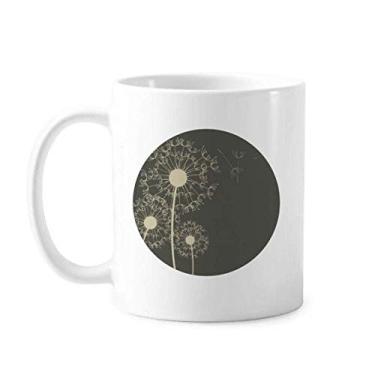 Imagem de Caneca de cerâmica cerâmica com ilustração de flores de dente-de-leão e plantas
