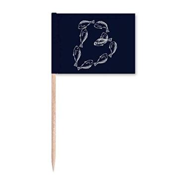 Imagem de Combinação de números letras de peixe palito bandeiras marcadoras decoração de festa