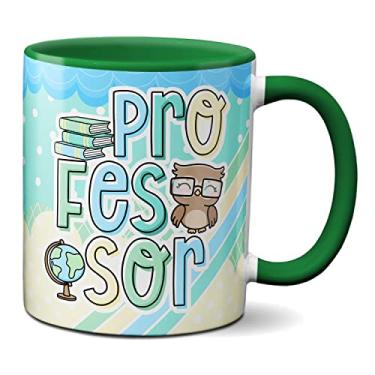 Imagem de Caneca Professor Profissional Coruja Livros Presente Fofo (Verde)
