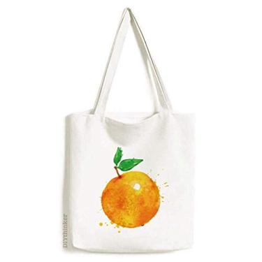 Imagem de Sacola de lona com estampa de ilustração de frutas laranjas, bolsa de compras casual
