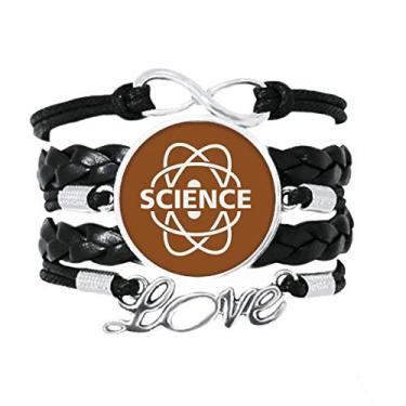 Imagem de OFFbb-USA Pulseira com estrutura molecular científica em torno da pulseira, acessório de amor de couro torcido para presente