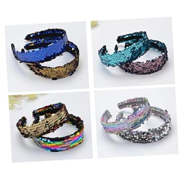Imagem de Gadpiparty Bandana De Brilho Largo Esticar Faixa De Cabelo Brilhante Tiara De Lantejoulas Sereia Bandana De Lantejoulas Faixa De Cabelo Com Glitter Senhorita Acessórios De Cabelo Princesa