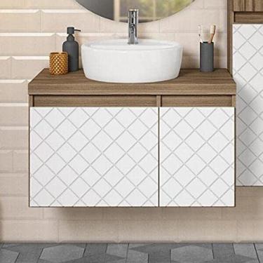 Imagem de Gabinete 1 Porta 1 Gaveta 80cm Mônaco Darabas Agardi Terracota/branco