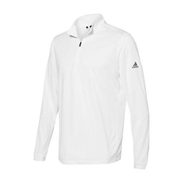 Imagem de Pulôver masculino leve com meio zíper adidas A401, branco, 2GG