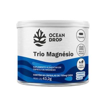 Imagem de Super Trio Magnésio Dilamato Natural Vegano Ocean Drop 720Mg  Melhora