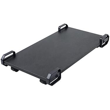 Imagem de GRFIT Suporte de CPU Suporte de CPU Carrinho de mesa de torre de PC, suporte de CPU de chão de PC móvel com rodas de rodízio de bloqueio sob a mesa serve para a maioria dos estojos de PC Suporte de torre de PC (Cor: Tamanho L)