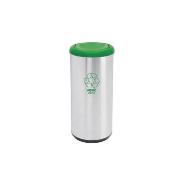 Imagem de Lixeira Inox Tramontina Piemonte Cápsula Selecta Plus Basculante Scotch Brite Verde 40 L Tramontina