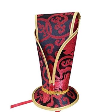 Imagem de Fantasia Casamento Chinês Vermelho e Preto Riqueza Flor Hanfu Headdress Ministro Acessórios Adereços Jóias Coroa Linda Chapéu Masculino