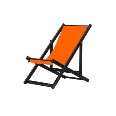 Imagem de Espreguiçadeira Preguiçosa Dobrável sem Braço Black Tecido Laranja Laranja