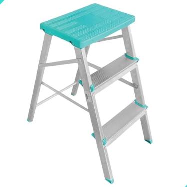 Imagem de Banqueta Escada 3 Degraus Dobrável 120 Kg Aluminio Reforçado