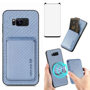 Imagem de Asuwish Capa de telefone para Samsung Galaxy S8 capa carteira com protetor de tela de vidro temperado fina e suporte de cartão de crédito acessórios para celular S 8 8S Edge SM-G950U mulheres homens