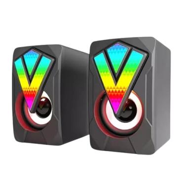 Imagem de Mini Caixa de Som Com fio Sorround - RGB- Som Estero - Gamer, USB, LED - Alto-falante surround para PC E Notebook
