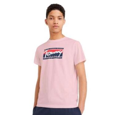 Imagem de Camiseta Tommy Jeans Masculina Essential Script Tee Rosa-Masculino